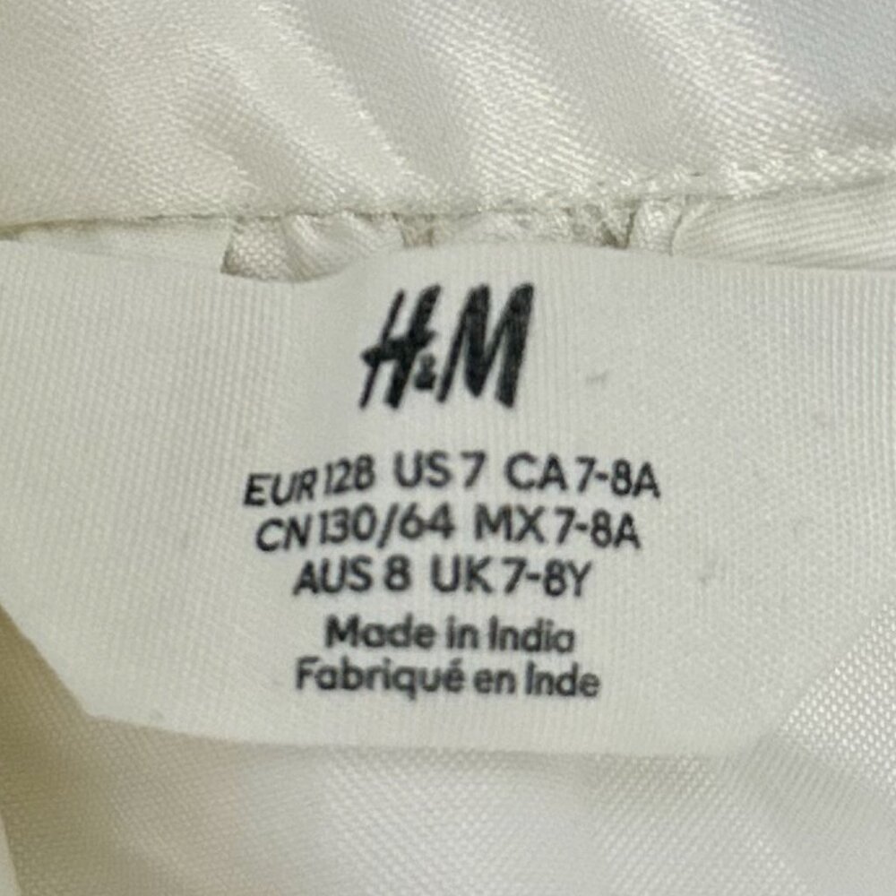 H&M Girls White Puff-Sleeve Dress – Satin Look - Picture 7 of 8